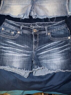 Ariya Dark Blue Distressed Denim Cutoff Shorts